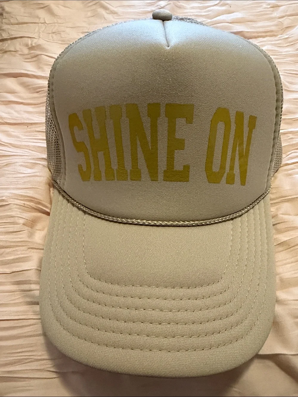 OTTO Beige Trucker Hat with Gold SHINE ON